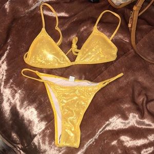 Yellow metallic bikini size small